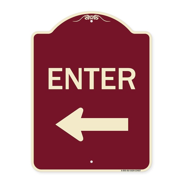 Signmission Parking Lot Enter Left Arrow Heavy-Gauge Aluminum Architectural Sign, 24" x 18", BU-1824-23427 A-DES-BU-1824-23427 - main